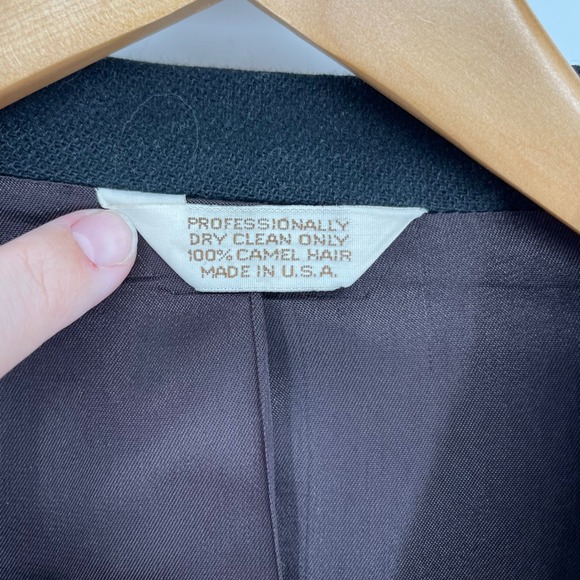 Vintage Camel Hair Blazer‎ Mens Black Classic Business Casual Coat Jacket - Picture 4 of 8